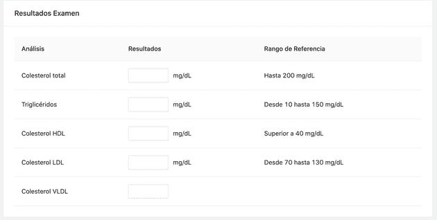 Resultados de examen