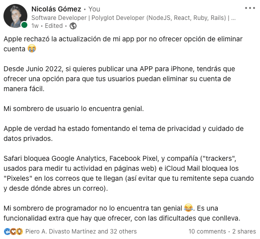 "Quejándome" de la política en LinkedIn