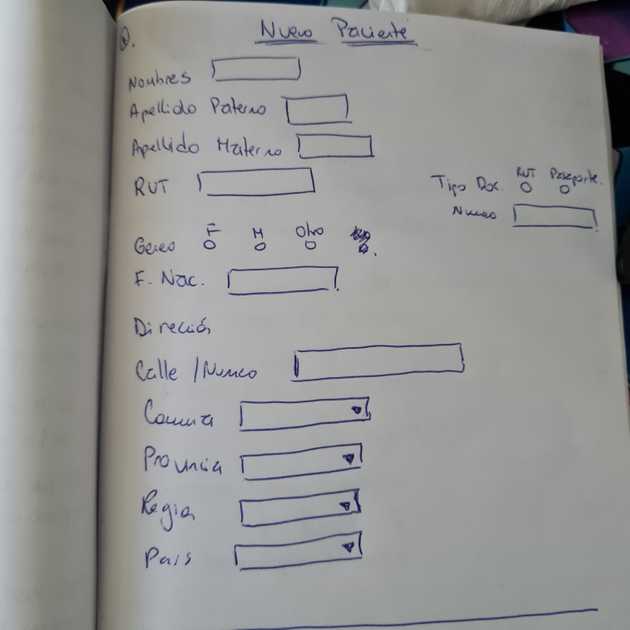 Prototipo de muy baja fidelidad, hecho con lápiz y papel