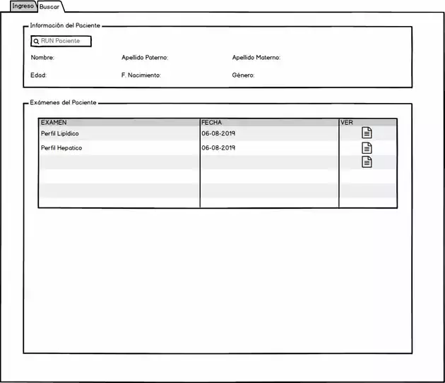 Mockup de la aplicación