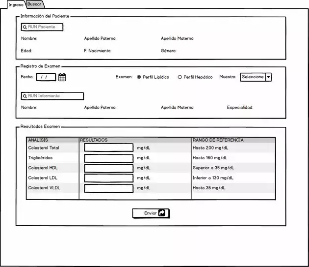Mockup de la aplicación