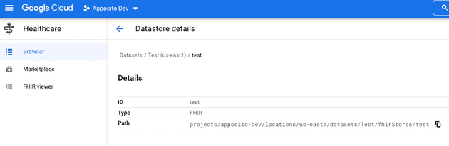 Detalles como ID, type y path